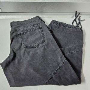 Madden Womens Black Denim Moto Pants Drawstring‎ Hem Casual Streetwear Size 18